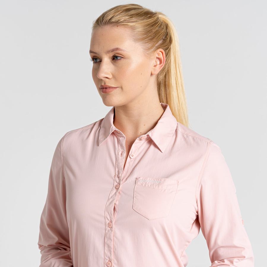 Chemises Craghoppers NosiLife Bardo Long Sleeved Rose Femme | ZWK-7670550