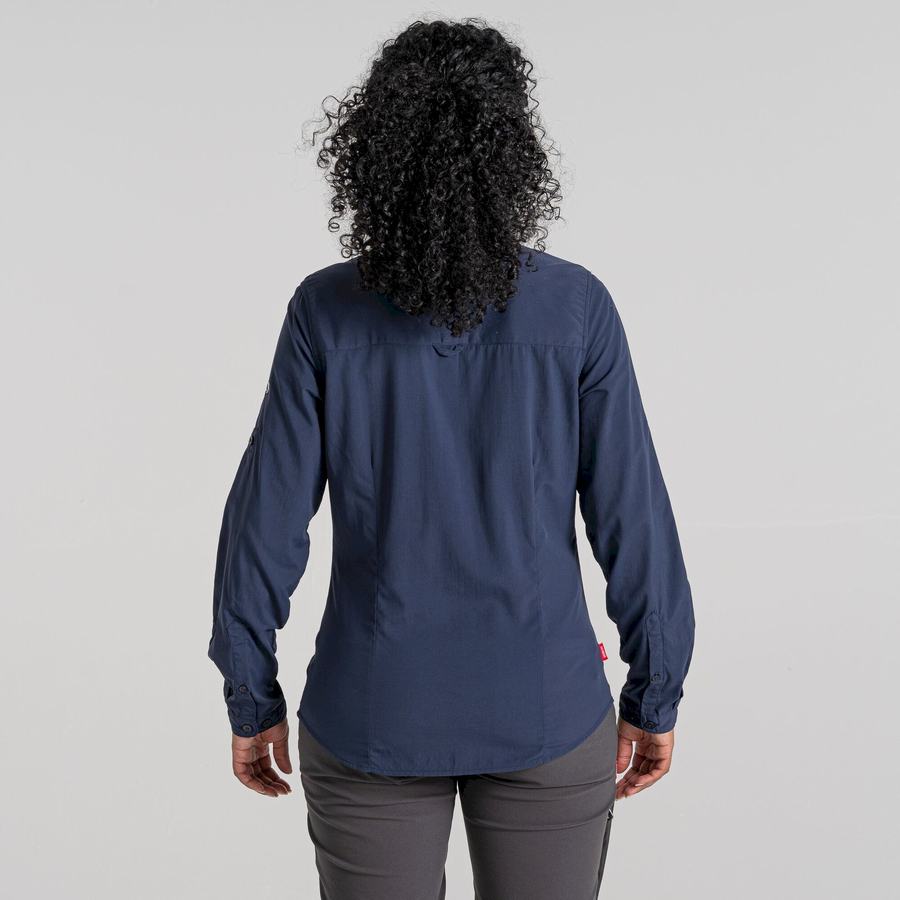 Chemises Craghoppers NosiLife Bardo Long Sleeved Bleu Bleu Marine Femme | SQN-0338632