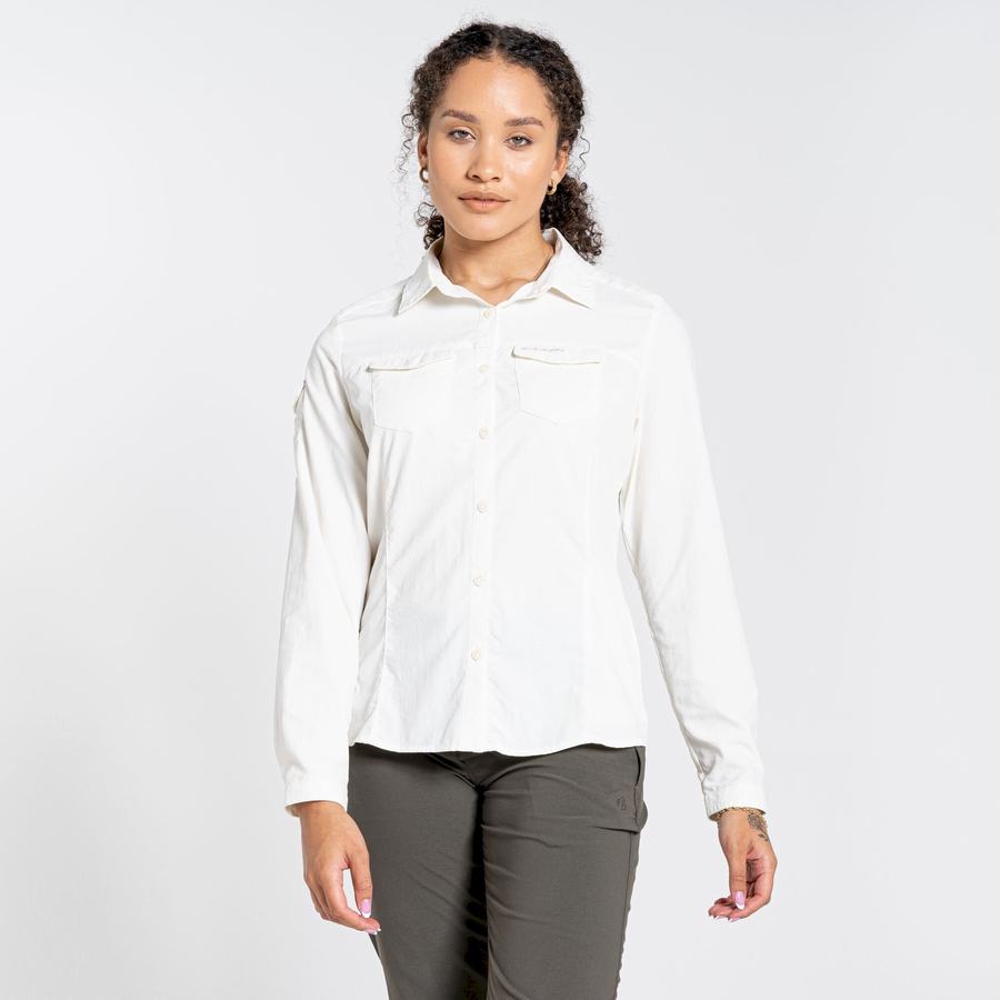 Chemises Craghoppers NosiLife Adventure II Long Sleeved Blanche Femme | JAU-7625763