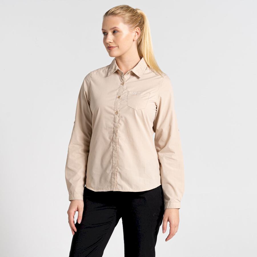 Chemises Craghoppers Kiwi II Long Sleeved Marron Femme | TOA-3564230