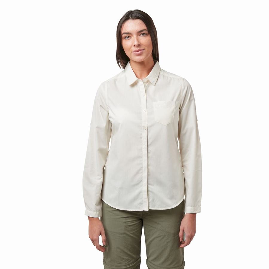 Chemises Craghoppers Kiwi II Long Sleeved Blanche Femme | SDN-5748624