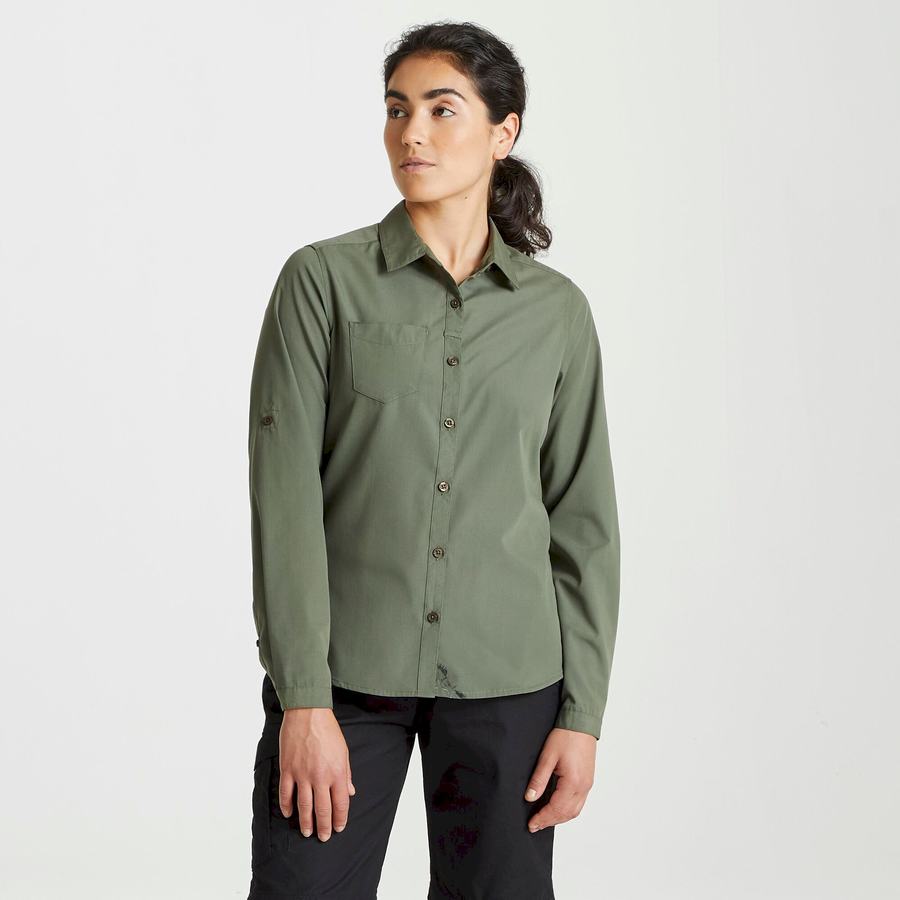 Chemises Craghoppers Expert Kiwi Long Sleeved Vert Foncé Femme | BKV-9300021