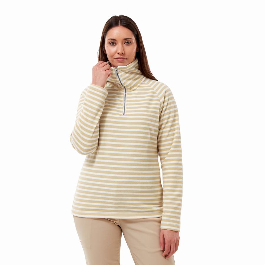 Chandails Craghoppers Natalia Half Zip Jaune Stripes Femme | QTM-1326221