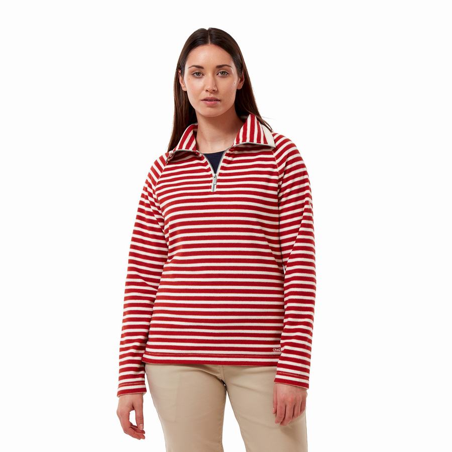 Chandails Craghoppers Natalia Half Zip Rouge Stripes Femme | BZA-6331866