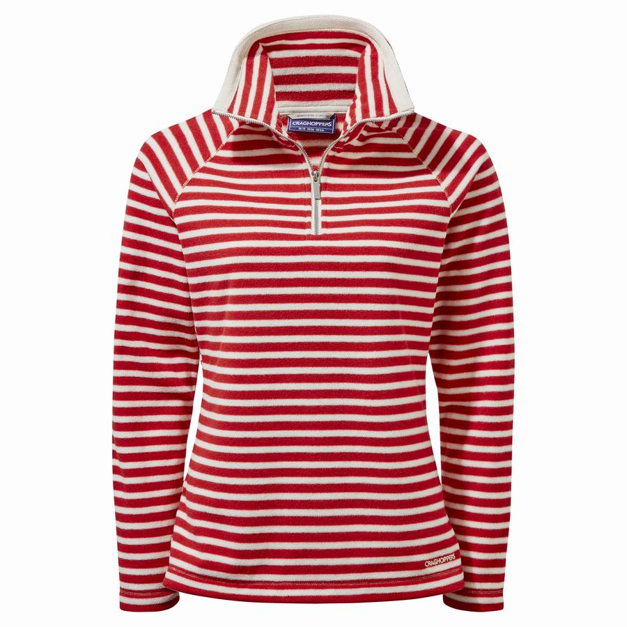 Chandails Craghoppers Natalia Half Zip Rouge Stripes Femme | BZA-6331866