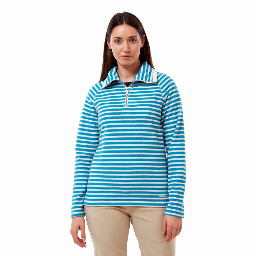 Chandails Craghoppers Natalia Half Zip Bleu Marine Bleu Stripes Femme | RKS-4946198