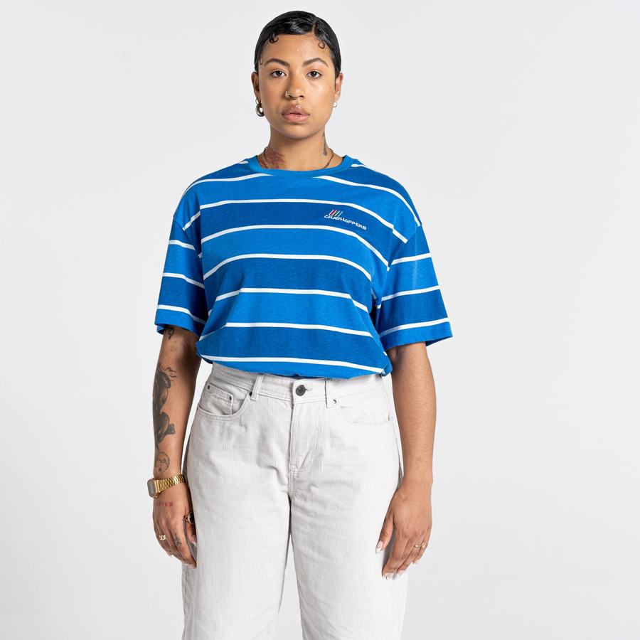 T Shirts Craghoppers Ventura Corta Sleeved Bleu Stripes Homme | IRZ-4397239