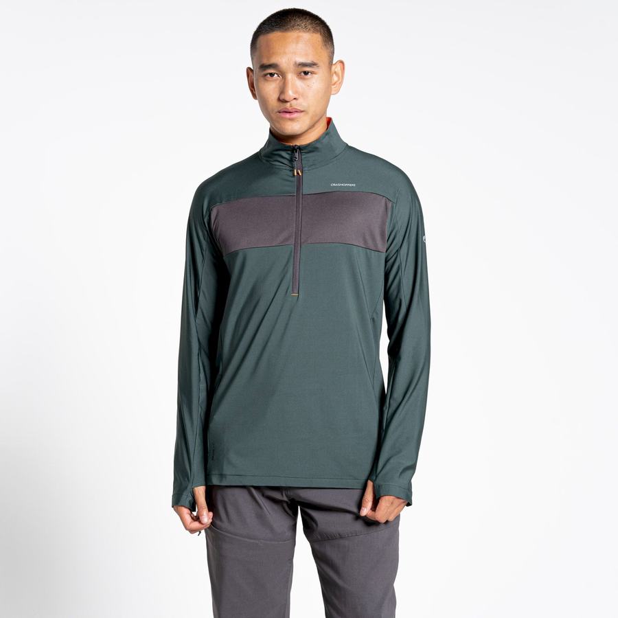 T Shirts Craghoppers NosiLife Valens Half Zip Top Vert Homme | XZN-9719786