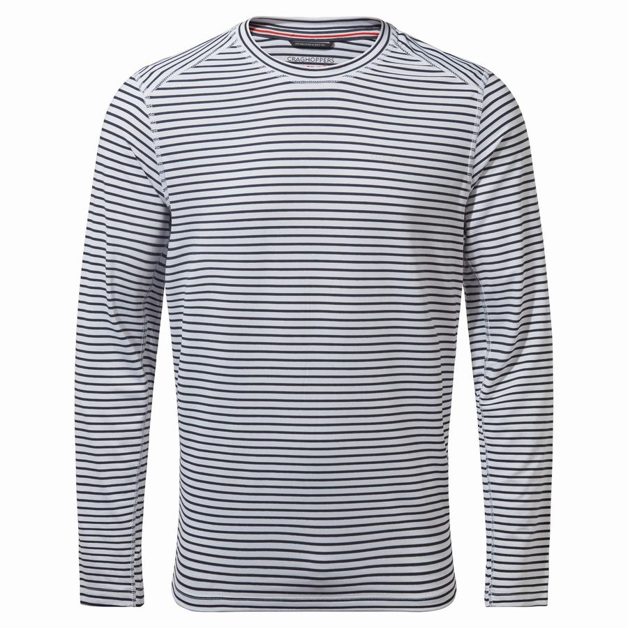 T Shirts Craghoppers NosiLife Talen Long Sleeved Blanche Stripes Homme | OOC-9872376