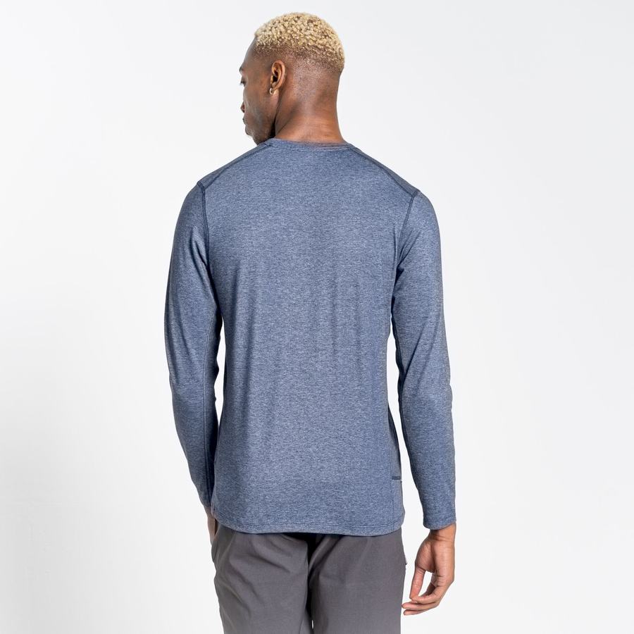 T Shirts Craghoppers NosiLife Talen Long Sleeved Bleu Marine Homme | FQF-1276061