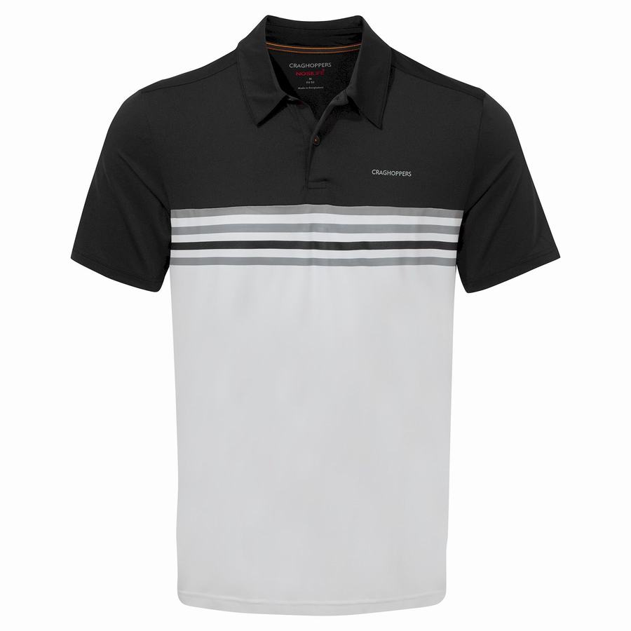 T Shirts Craghoppers NosiLife Pro Corta Sleeved Polo Noir Blanche Homme | ZRQ-8907382