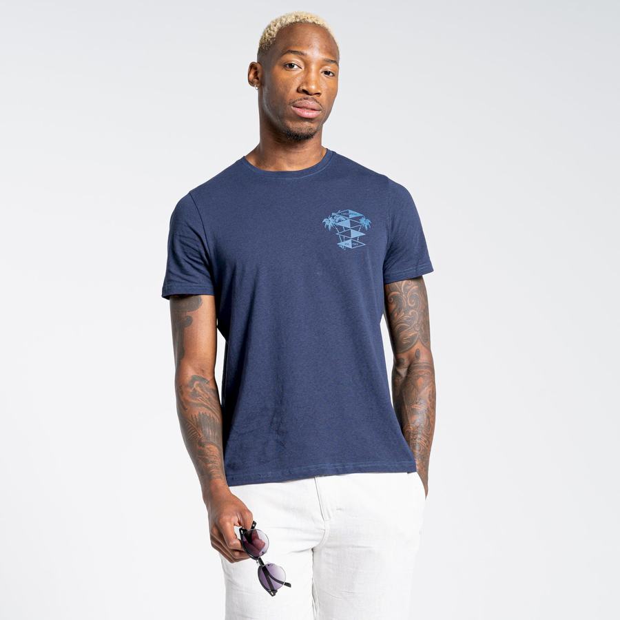 T Shirts Craghoppers Nosibotanical Sten Corta Sleeved Bleu Bleu Marine Homme | ODL-5690525