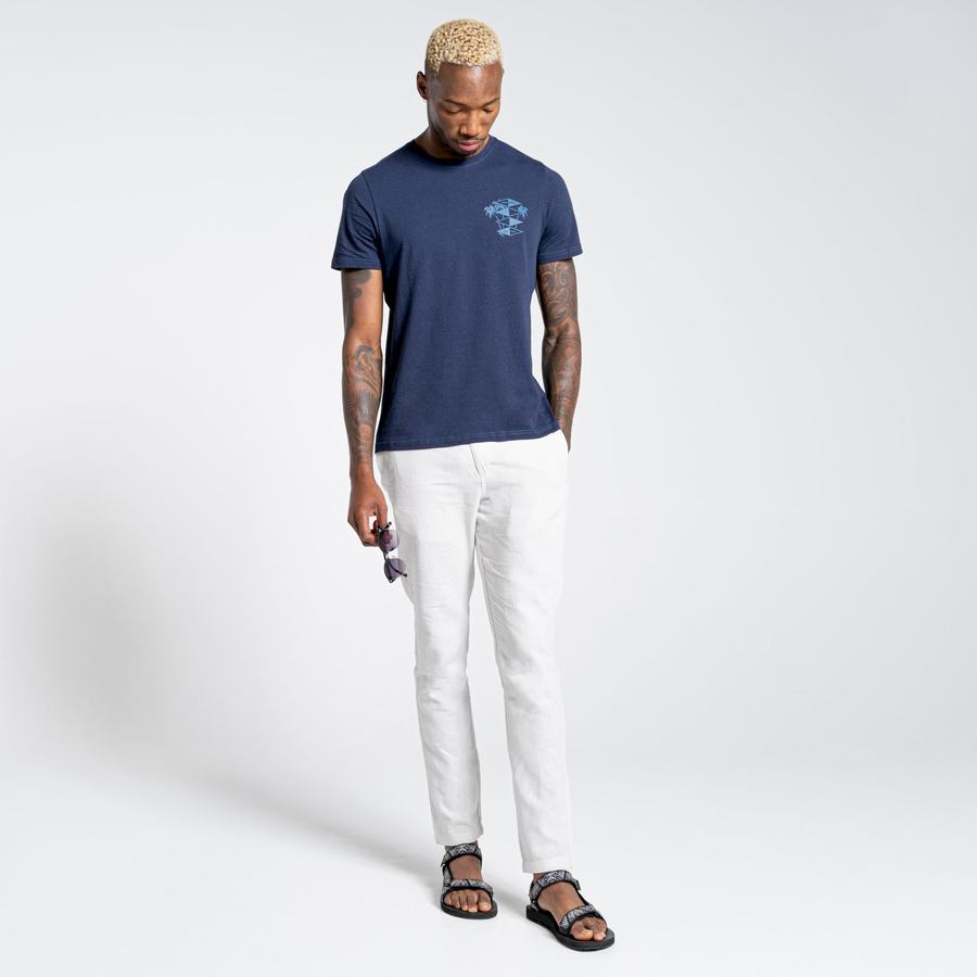 T Shirts Craghoppers Nosibotanical Sten Corta Sleeved Bleu Bleu Marine Homme | ODL-5690525