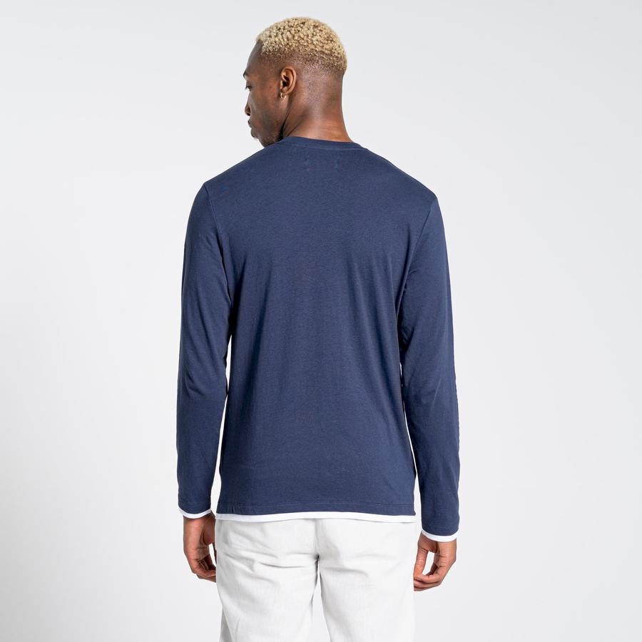 T Shirts Craghoppers Nosibotanical Coulter Long Sleeved Bleu Bleu Marine Homme | BHL-1877543