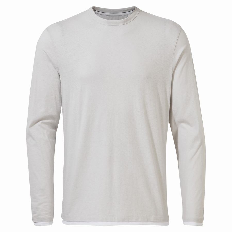 T Shirts Craghoppers Nosibotanical Coulter Long Sleeved Argent Homme | ALG-4840336