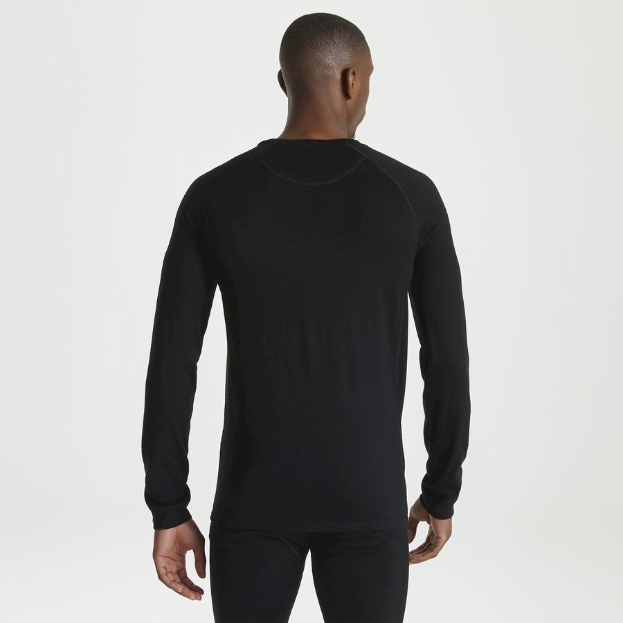 T Shirts Craghoppers Merino Crew Neck Long Sleeved Baselayer II Noir Homme | KIF-7668172