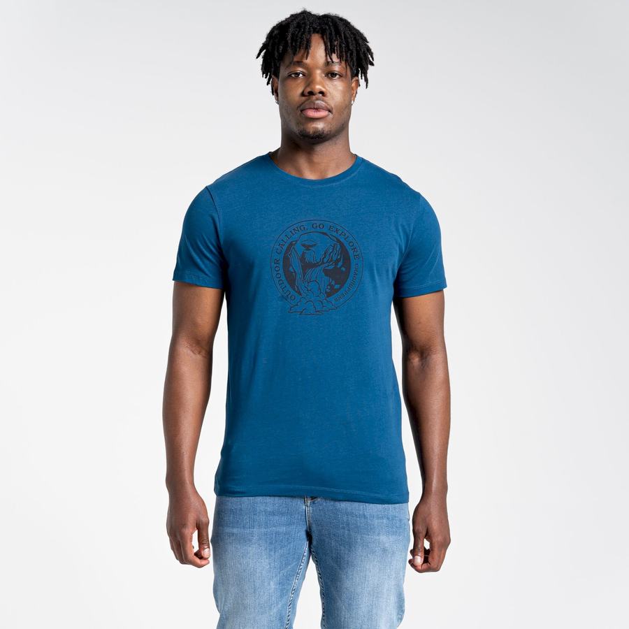 T Shirts Craghoppers Lugo Corta Sleeved Bleu Marine Bleu Homme | HNY-0691204