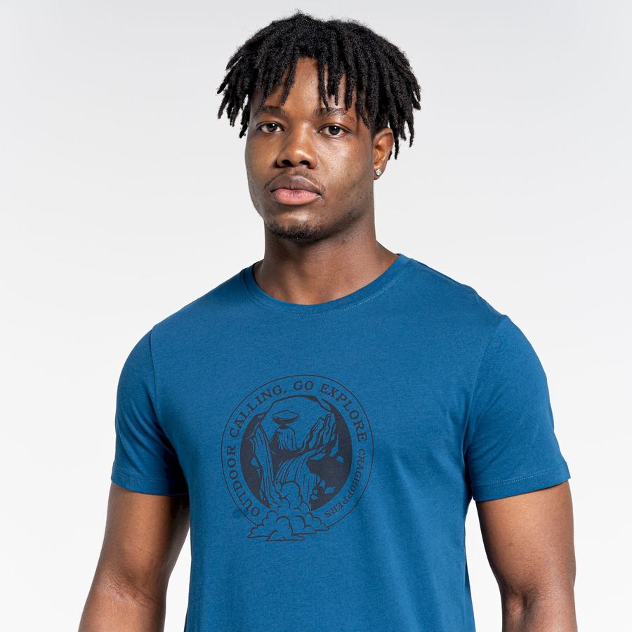 T Shirts Craghoppers Lugo Corta Sleeved Bleu Marine Bleu Homme | HNY-0691204