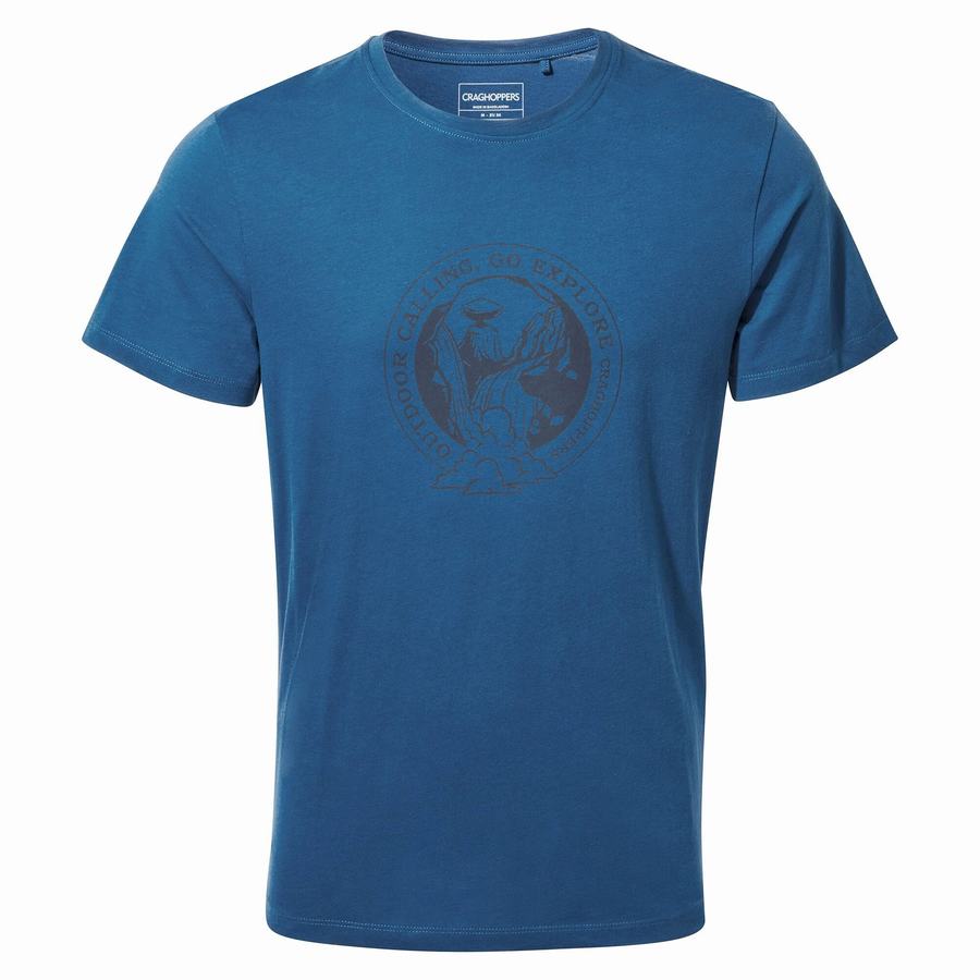 T Shirts Craghoppers Lugo Corta Sleeved Bleu Marine Bleu Homme | HNY-0691204