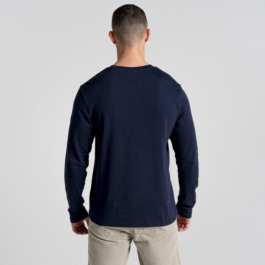 T Shirts Craghoppers Latherton Long Sleeved Bleu Bleu Marine Stripes Homme | VVM-4013555