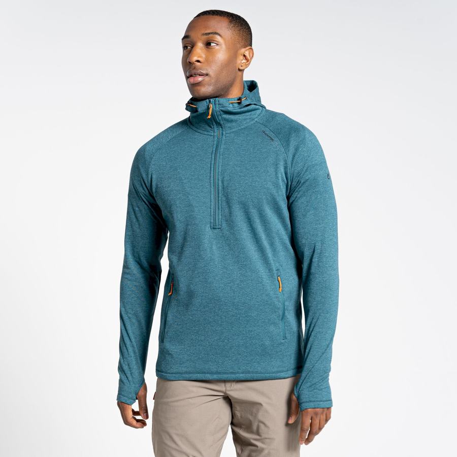 T Shirts Craghoppers Dynamic Encapuchonné Half Zip Top Vert Homme | YJG-9720142