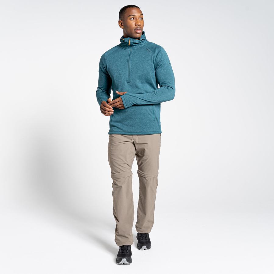 T Shirts Craghoppers Dynamic Encapuchonné Half Zip Top Vert Homme | YJG-9720142