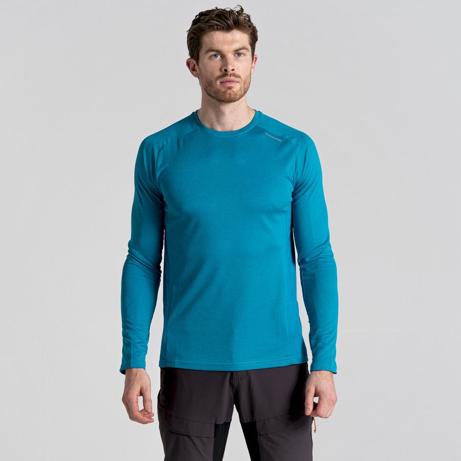 T Shirts Craghoppers Dynamic Pro Long Sleeved Bleu Homme | ZIH-8705754