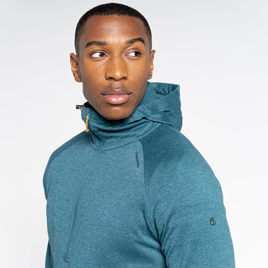 T Shirts Craghoppers Dynamic Encapuchonné Half Zip Top Vert Homme | YJG-9720142