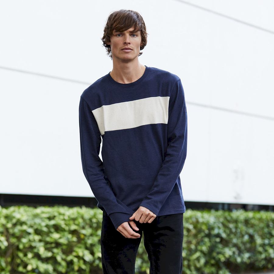 T Shirts Craghoppers Latherton Long Sleeved Bleu Bleu Marine Stripes Homme | VVM-4013555