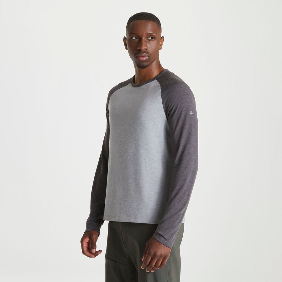 T Shirts Craghoppers First Layer Long-Sleeved Grise Noir Homme | MLY-6281680