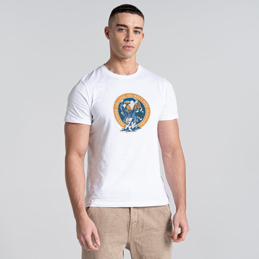 T Shirts Craghoppers Caldo Corta Sleeved Blanche Vert Clair Homme | TDZ-3283332