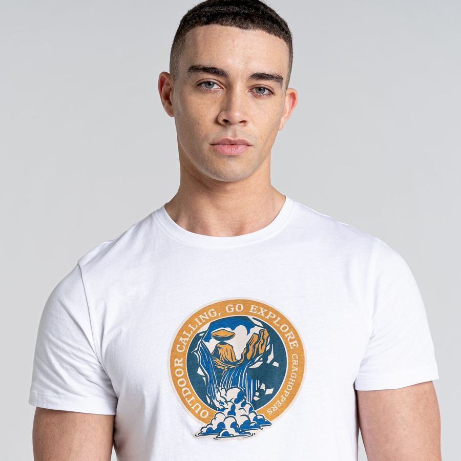 T Shirts Craghoppers Caldo Corta Sleeved Blanche Vert Clair Homme | TDZ-3283332