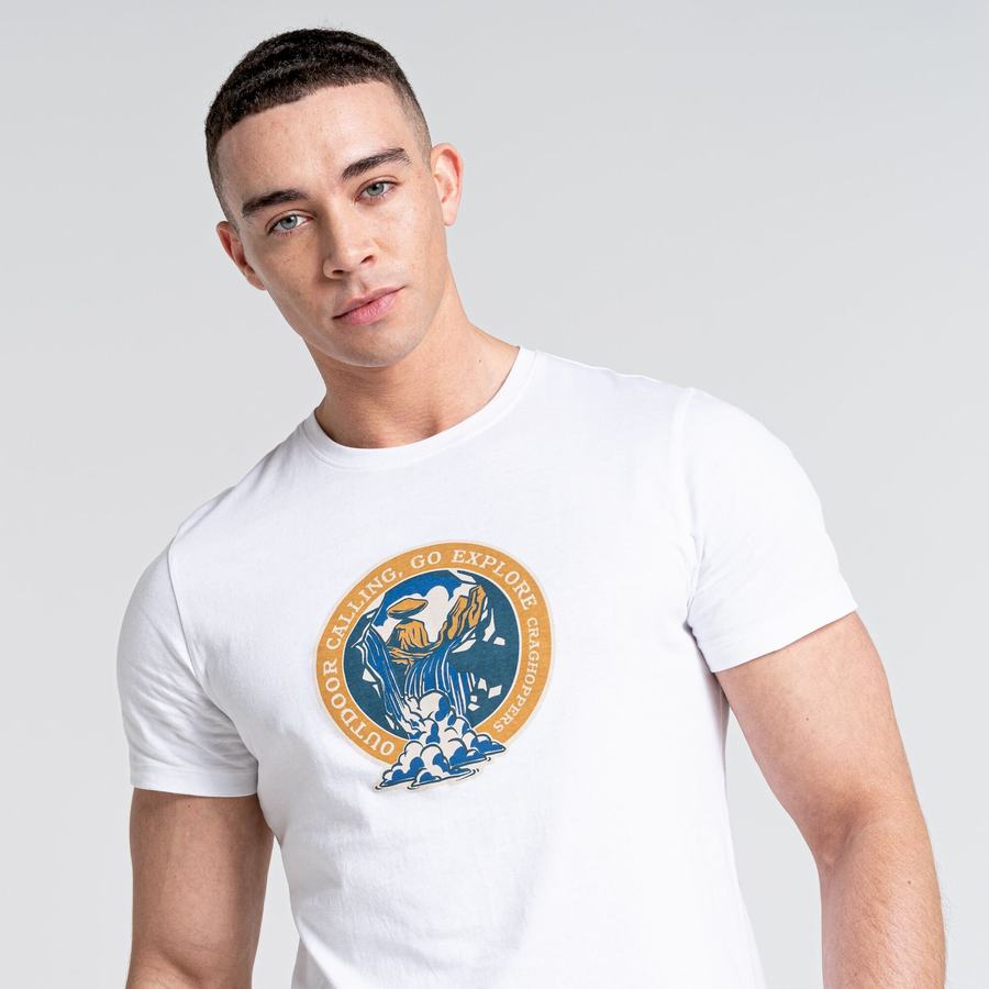 T Shirts Craghoppers Caldo Corta Sleeved Blanche Vert Clair Homme | TDZ-3283332