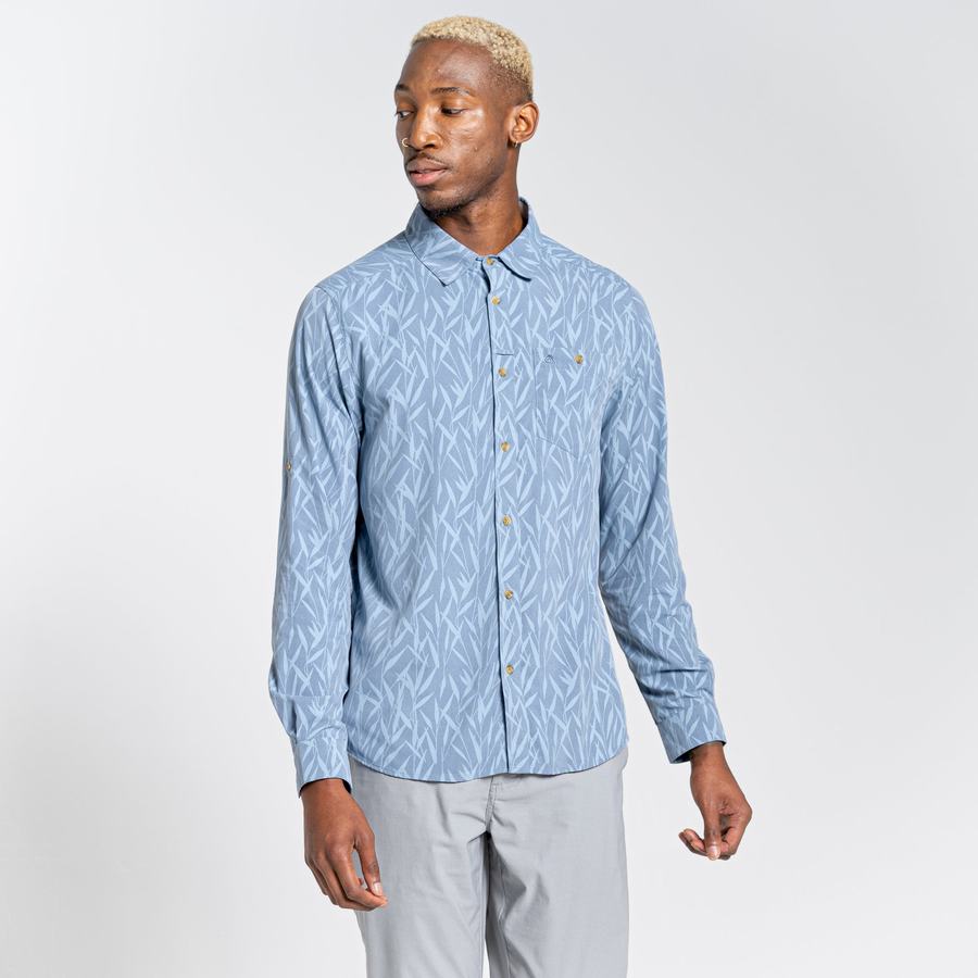 Chemises Craghoppers NosiLife Pinyon Long Sleeved Bleu Homme | WVA-3463406