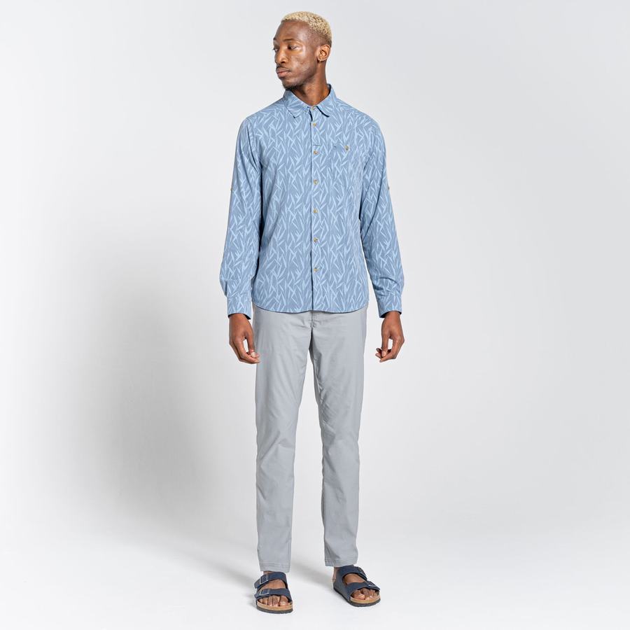 Chemises Craghoppers NosiLife Pinyon Long Sleeved Bleu Homme | WVA-3463406