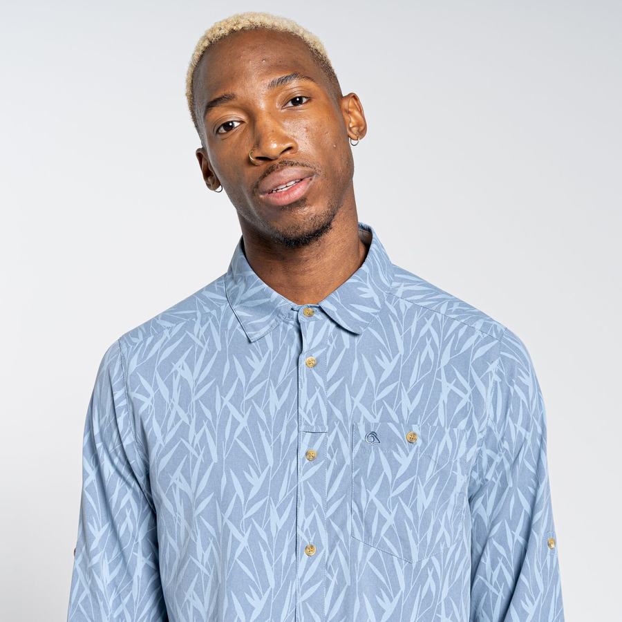 Chemises Craghoppers NosiLife Pinyon Long Sleeved Bleu Homme | WVA-3463406