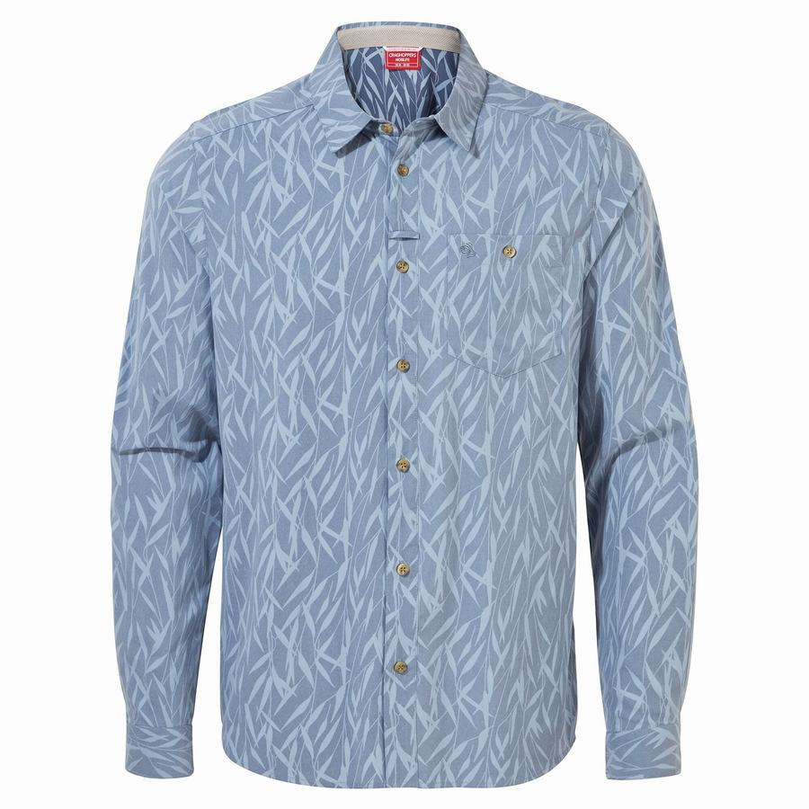 Chemises Craghoppers NosiLife Pinyon Long Sleeved Bleu Homme | WVA-3463406