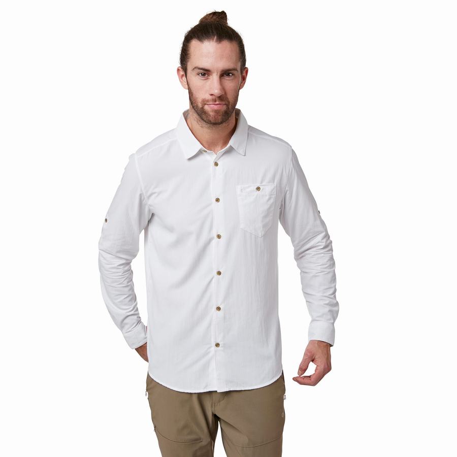 Chemises Craghoppers NosiLife Nuoro Long Sleeved Blanche Homme | GTS-1461713