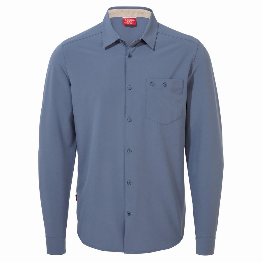 Chemises Craghoppers NosiLife Hedley Long Sleeved Bleu Homme | OOJ-4226851