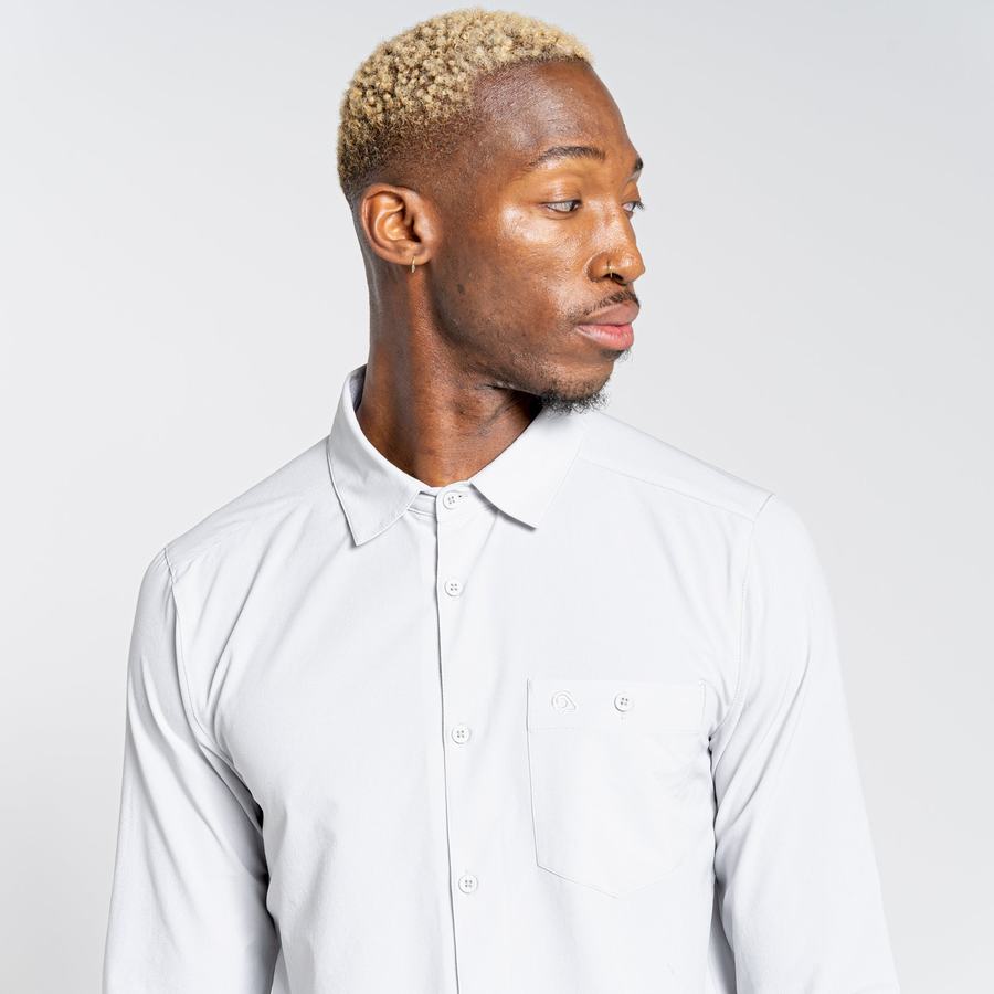 Chemises Craghoppers NosiLife Hedley Long Sleeved Argent Homme | XKM-8018638