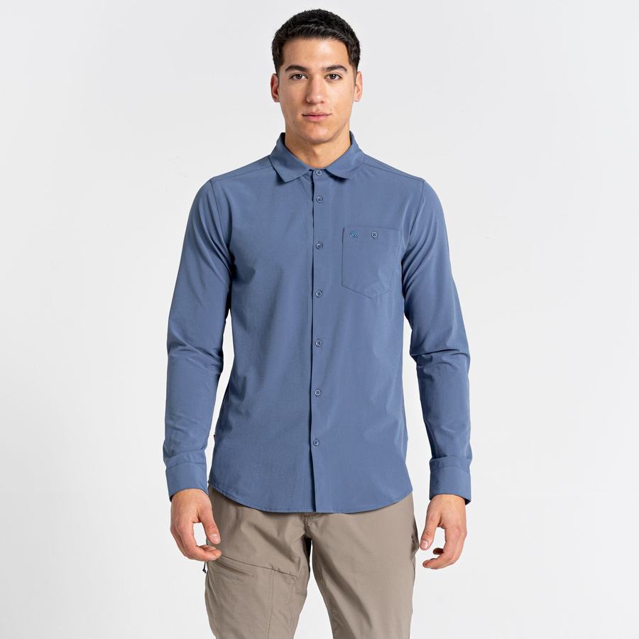 Chemises Craghoppers NosiLife Hedley Long Sleeved Bleu Homme | OOJ-4226851