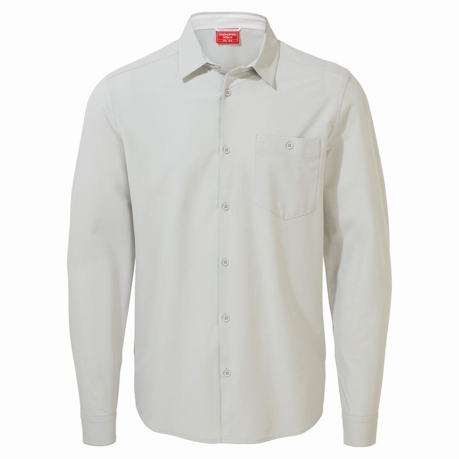 Chemises Craghoppers NosiLife Hedley Long Sleeved Argent Homme | XKM-8018638