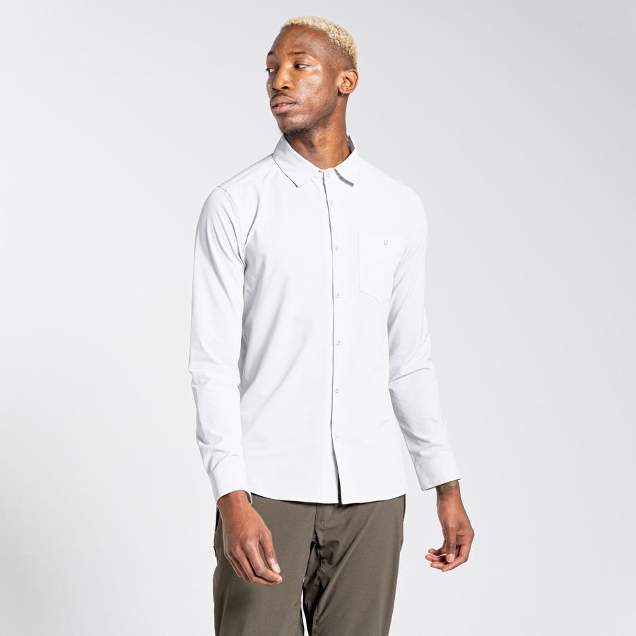 Chemises Craghoppers NosiLife Hedley Long Sleeved Argent Homme | XKM-8018638