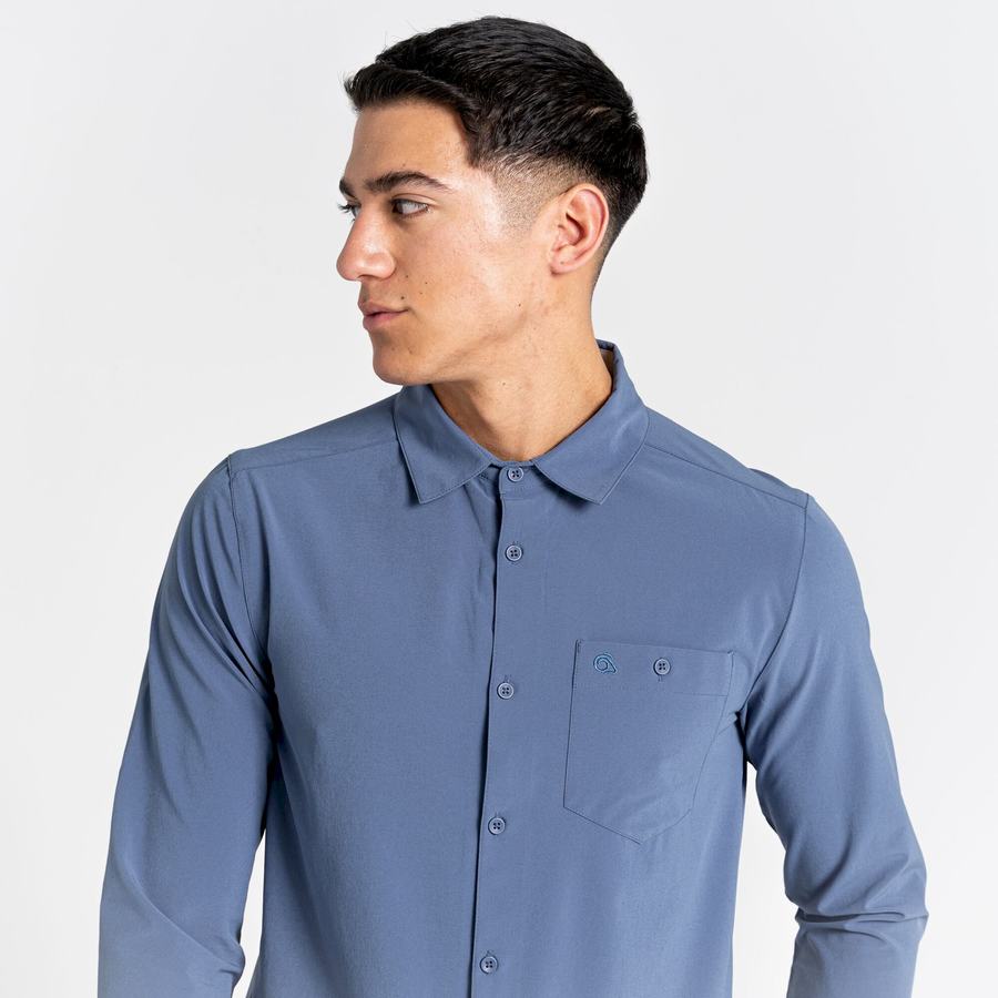 Chemises Craghoppers NosiLife Hedley Long Sleeved Bleu Homme | OOJ-4226851