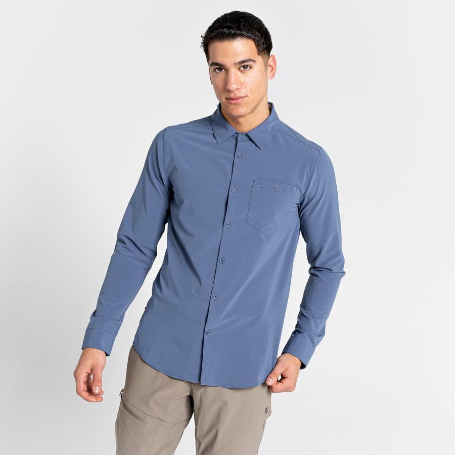 Chemises Craghoppers NosiLife Hedley Long Sleeved Bleu Homme | OOJ-4226851