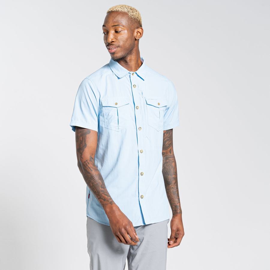 Chemises Craghoppers NosiLife Adventure II Corta Sleeved Bleu Homme | UKR-6149133