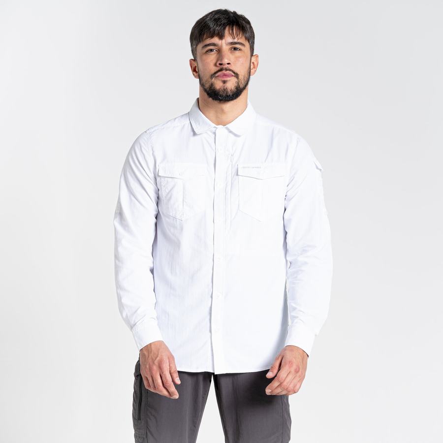 Chemises Craghoppers NosiLife Adventure II Long Sleeved Blanche Homme | GYP-7392402