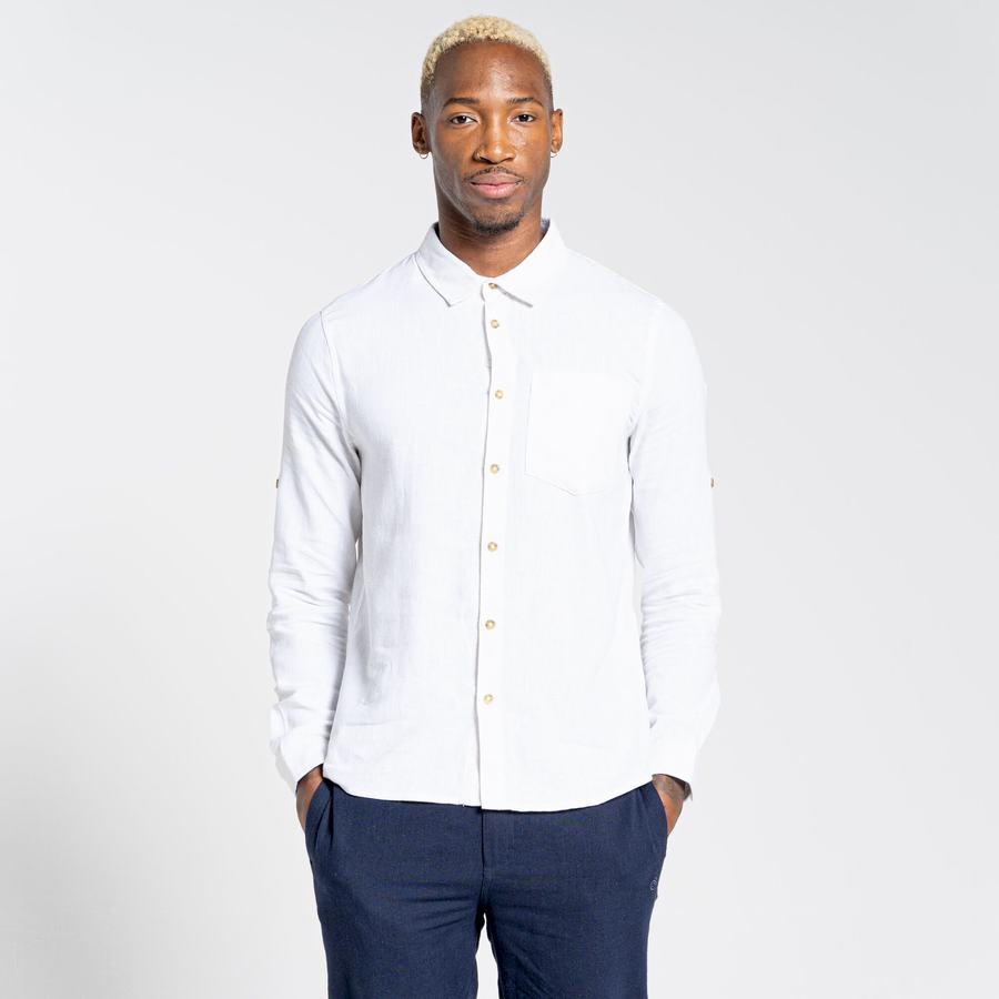 Chemises Craghoppers Nosibotanical Lagarto Long Sleeved Blanche Homme | MBA-0747529