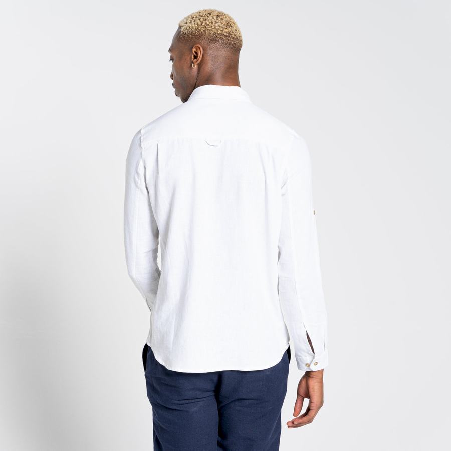 Chemises Craghoppers Nosibotanical Lagarto Long Sleeved Blanche Homme | MBA-0747529