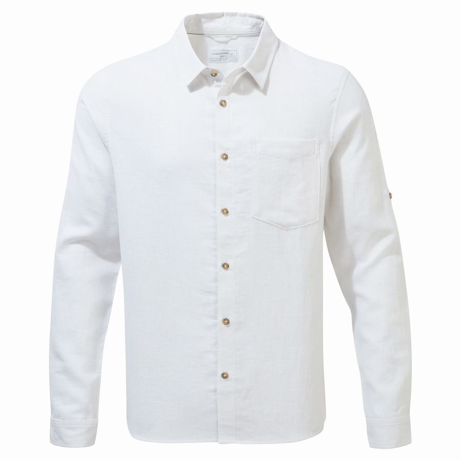 Chemises Craghoppers Nosibotanical Lagarto Long Sleeved Blanche Homme | MBA-0747529